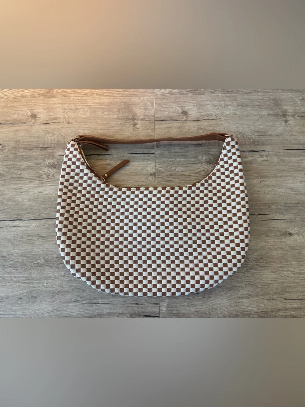 Woven Checkered Hobo Bag